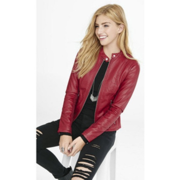 Express Jackets & Blazers - Express (Minus The) Red Leather Jacket XS